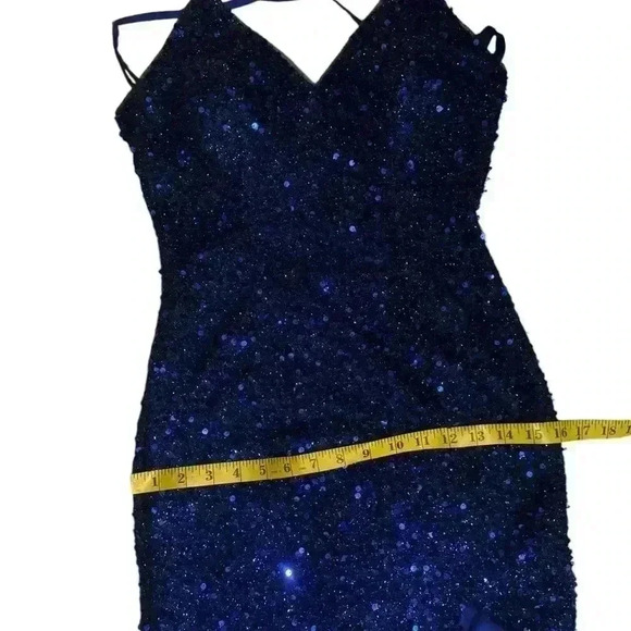 Unbranded V neck backless stretch sequin slit sleeveless evening maxi dress. - Picture 16 of 16